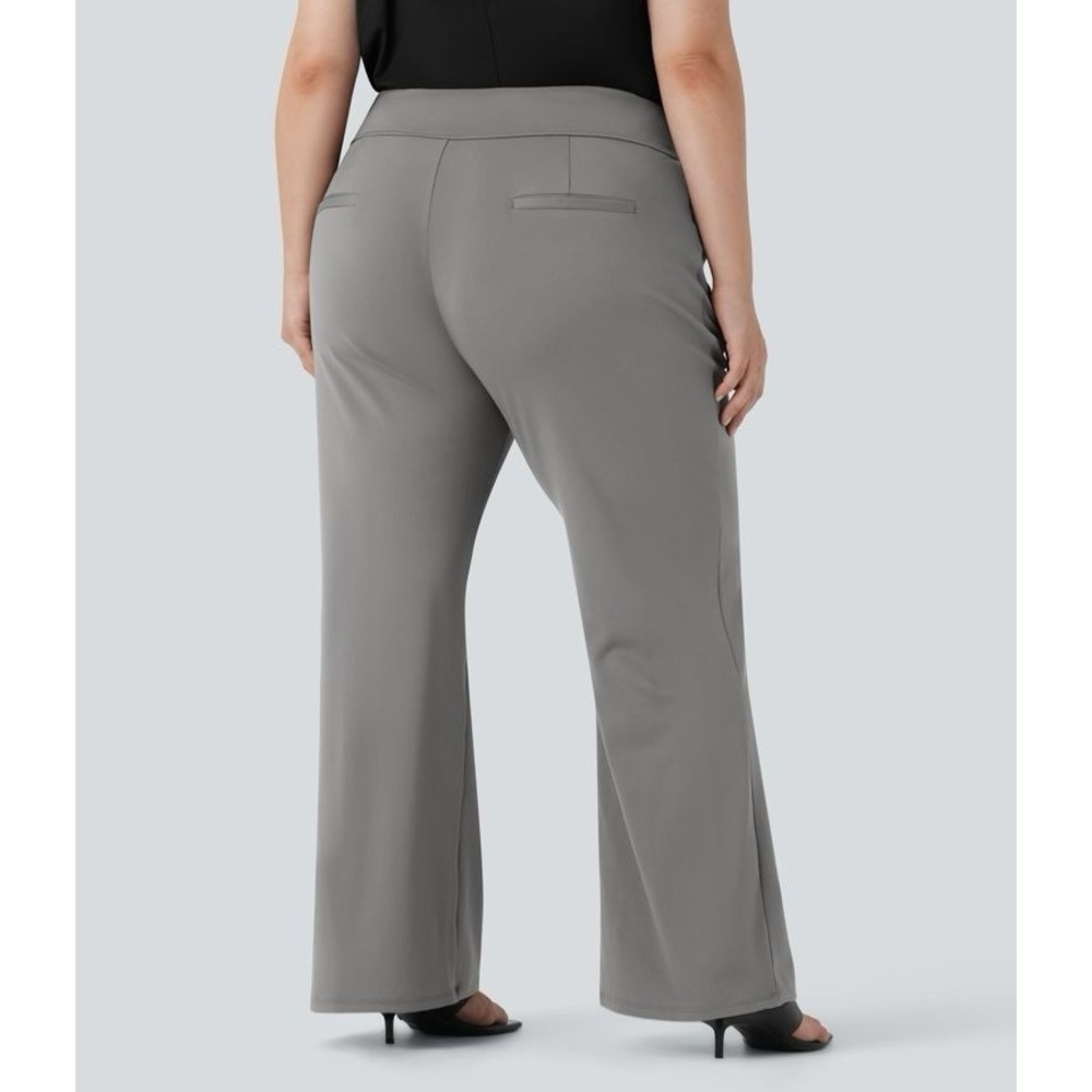 Halara Flex DayStretch High Waisted Flare Pants Zip Pockets Women's 1X Plus Gray - Picture 10 of 14